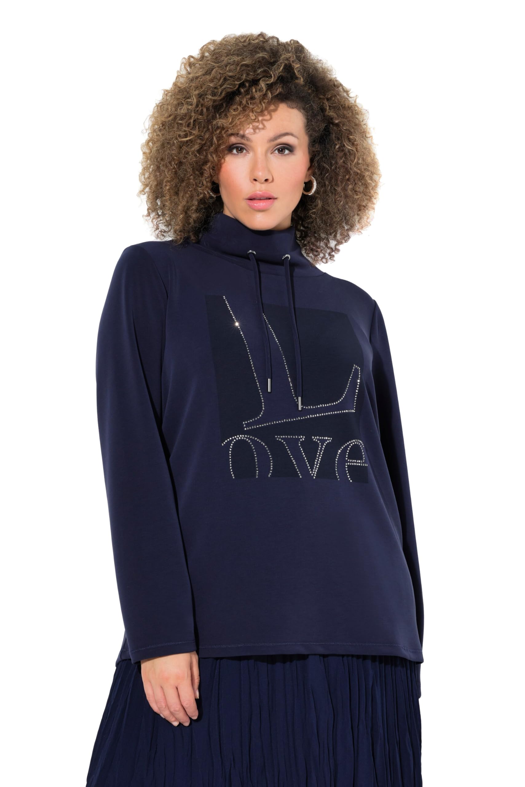 Ulla Popken Damen große Größen Übergrößen Plus Size Sweatshirt, Love, Stehkragen, Langarm 833744