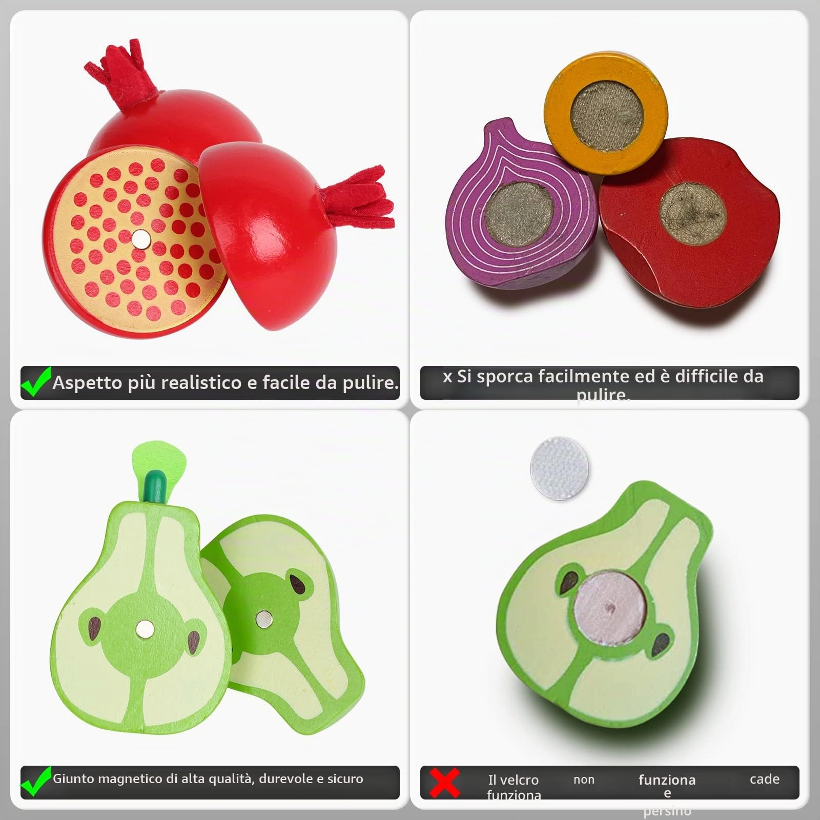 CARLORBO Giocattoli di Legno Finta Play Alimentare per Bambini da Cucina, Giochi di Ruolo Frutta e Verdura Giocattoli per 3 Anni Ragazzi e Ragazze