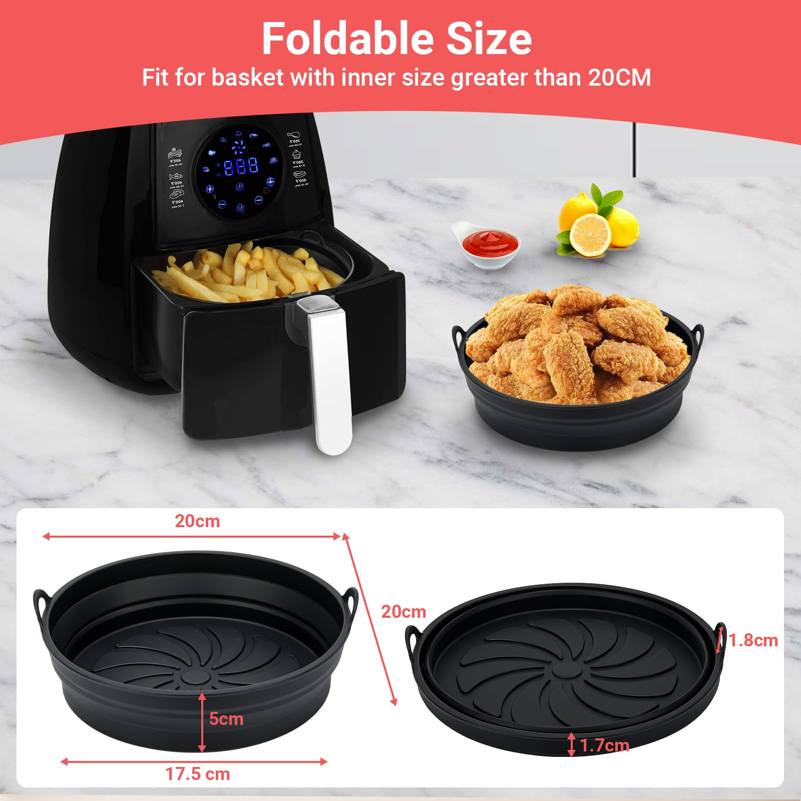 Lot De 2 Moules Silicone Pour Air Fryer – Carrés, Réutilisables, Sans BPA – Compatible Philips, Ninja, Cosori