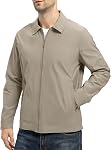 BGOWATU Men's Lightweight Jackets Casual Full Zip Windbreaker Water Resistant Golf Dress Work Light Jacket