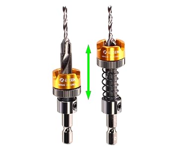 Adjustable Countersink Drill Bit with Tool-Free Depth Stop, 1/8-Inch Pilot and 5/16-Inch Carbide Cutter for Woodworking