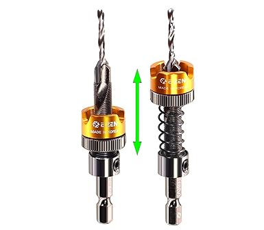 Adjustable Depth Countersink Drill Bit_Self-Adjusting Depth Control Without Wrench, Preventing Scratches Or Marks by Stopper Mounted Bearing, Tungsten Carbide Tipped Counterbore_5/32