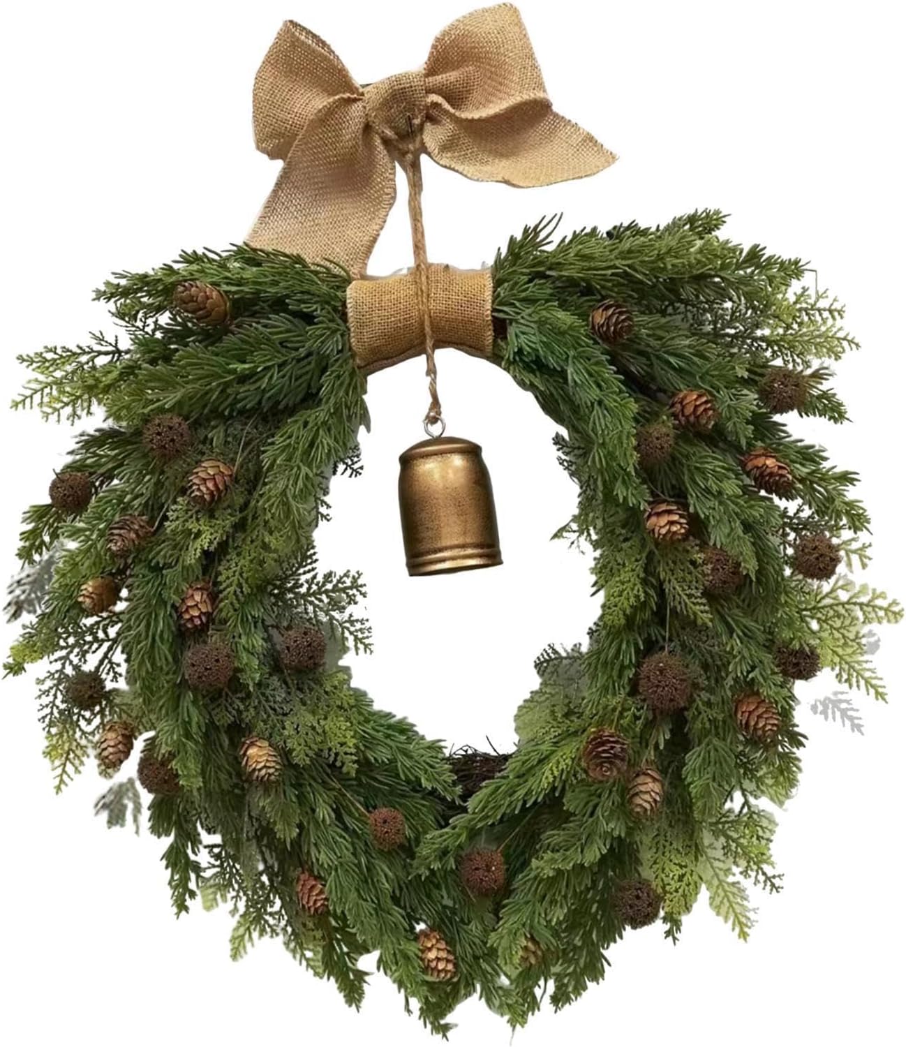 多目的ボヘミアンリース屋内屋外用ガーランド、ボウベル装飾付き。ベルリースは中庭としても使用できます。