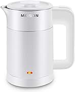 0.6L Small Electric Kettles Stainless Steel, Travel Mini Hot Water Boiler Heater, Double Wall Cool Touch Portable Teapot, Auto Shut-Off & Boil-Dry Protection, 120V/800W, 2 Year Warranty (white)