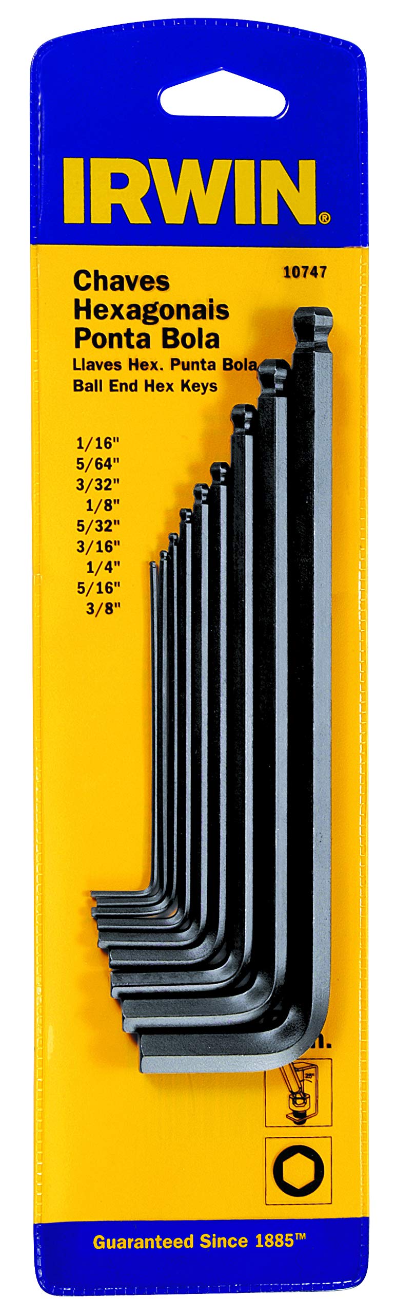 IRWIN Jogo de Chave Hexagonal L Longa com Ponta Bola em 9 Peças