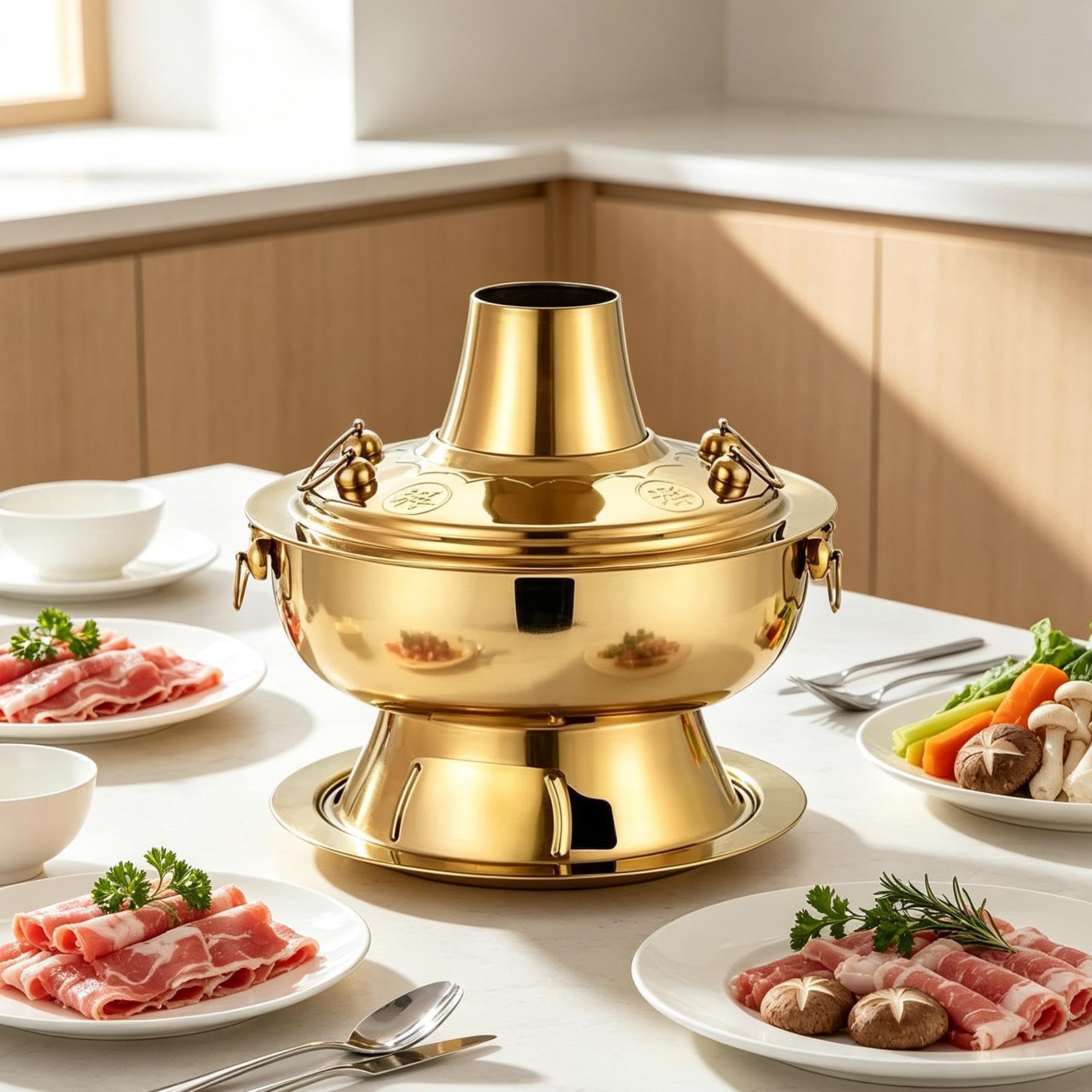 Chinesischer Holzkohle-Feuertopf Tragbare Camping-Kochutensilien Aus | Chinesischer Dessert Hot Pot Für Hausbesitzer Wohnung Familienessen Partys Treffen Camping Picknick Restaurant Hoch