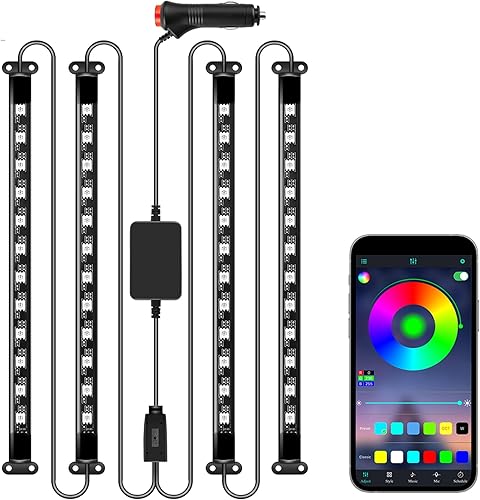 LivTee - Luces interiores LED RGB inteligentes, diseño de 2 líneas con puerto USB, control de aplicación, modo de música, 2 líneas de diseño de