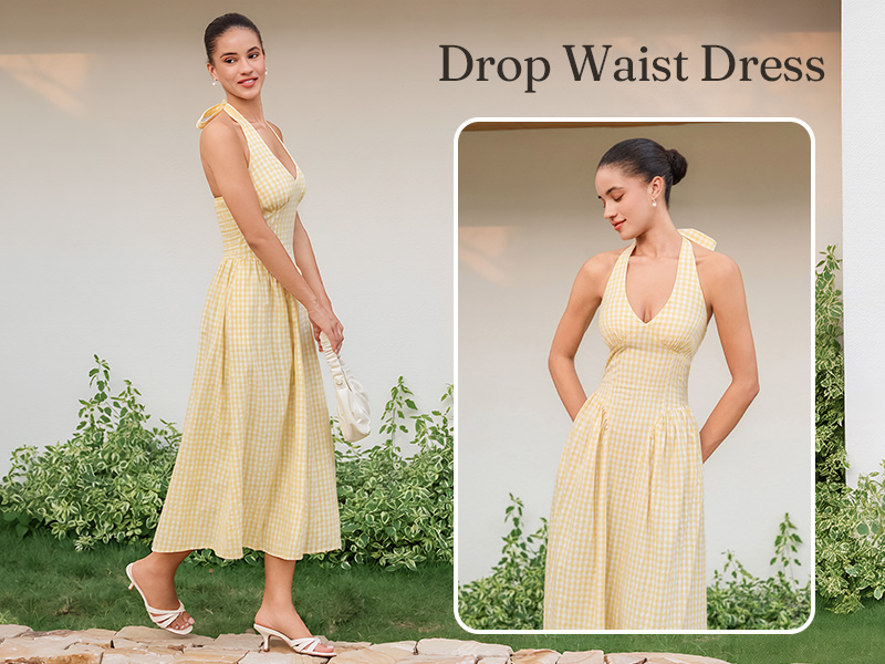 drop waist dress amazon Wenrine Womens Halter V Neck Corset Maxi Dresses Summer Plaid Smocked Color:M27 Rust MH576-Z1213SU560000 Sweetheart neckline with front The Dress: An Interactive