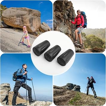 2 Pcs Walking Stick Rubber Tips, Replacement Rubber Pole Ends Trekking Poles Caps,Trekking Pole Tip Protector 11mm Replacement Feet Rubber Ends Caps for Walking Sticks Hiking Sticks