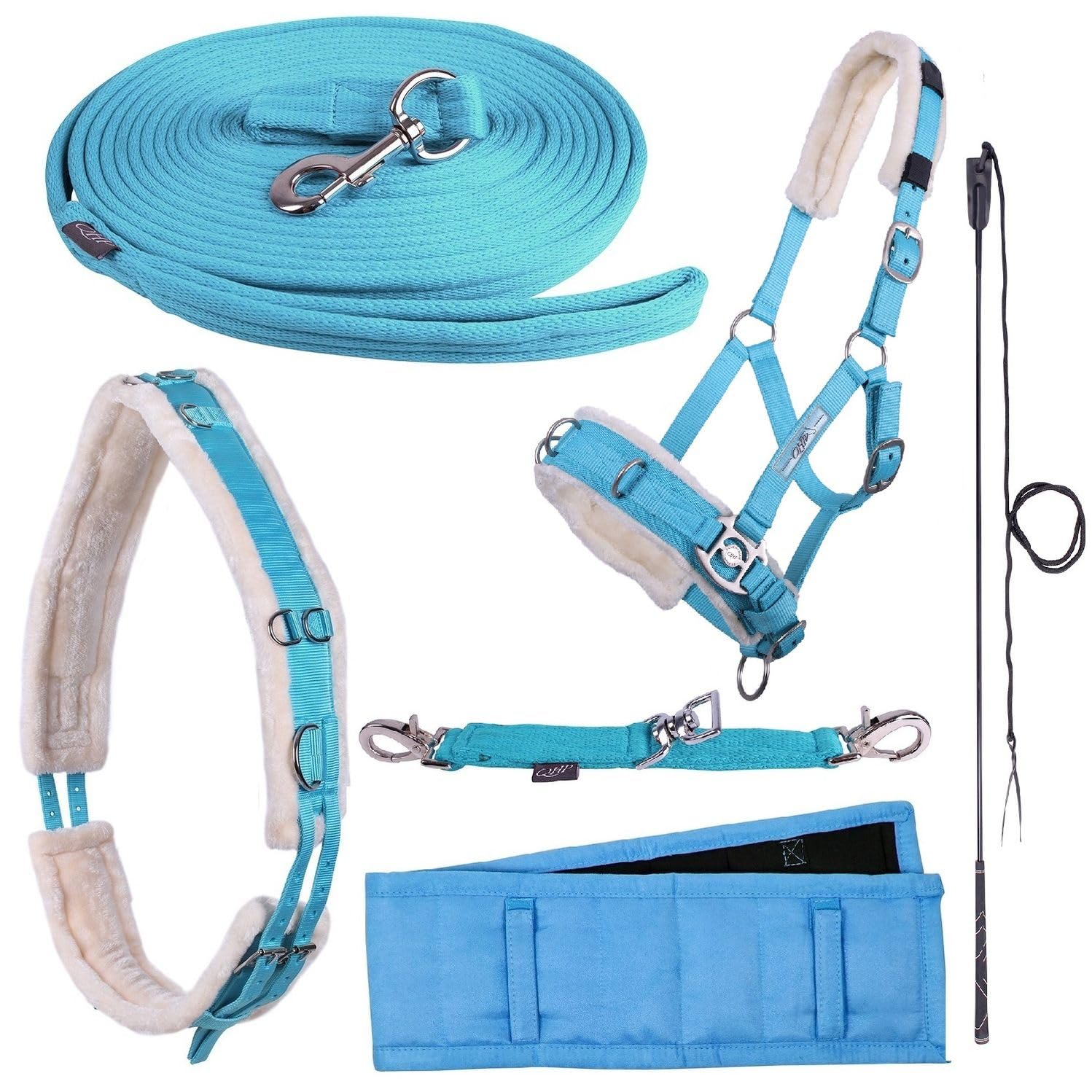 NETPROSHOP Longieren Zubehör Farbe Hellblau Wählen Sie: Zaum, Longe, Pad oder Gurt usw., Auswahl:Longiergurt, Groesse:Pony