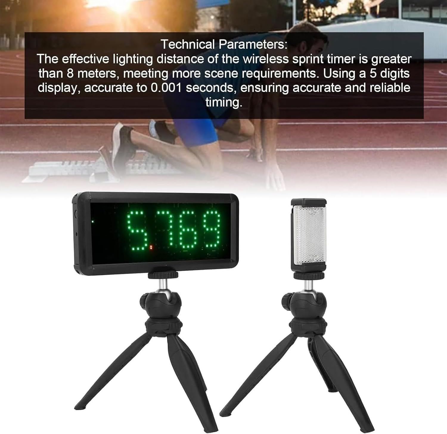 LED Stopwatch Race Clock, Sprint Timer,Tripod Adjustable Height of 14-19cm, Automatic Reset, for Roller Skating, Pet Training, Fitness Training, Sprinting