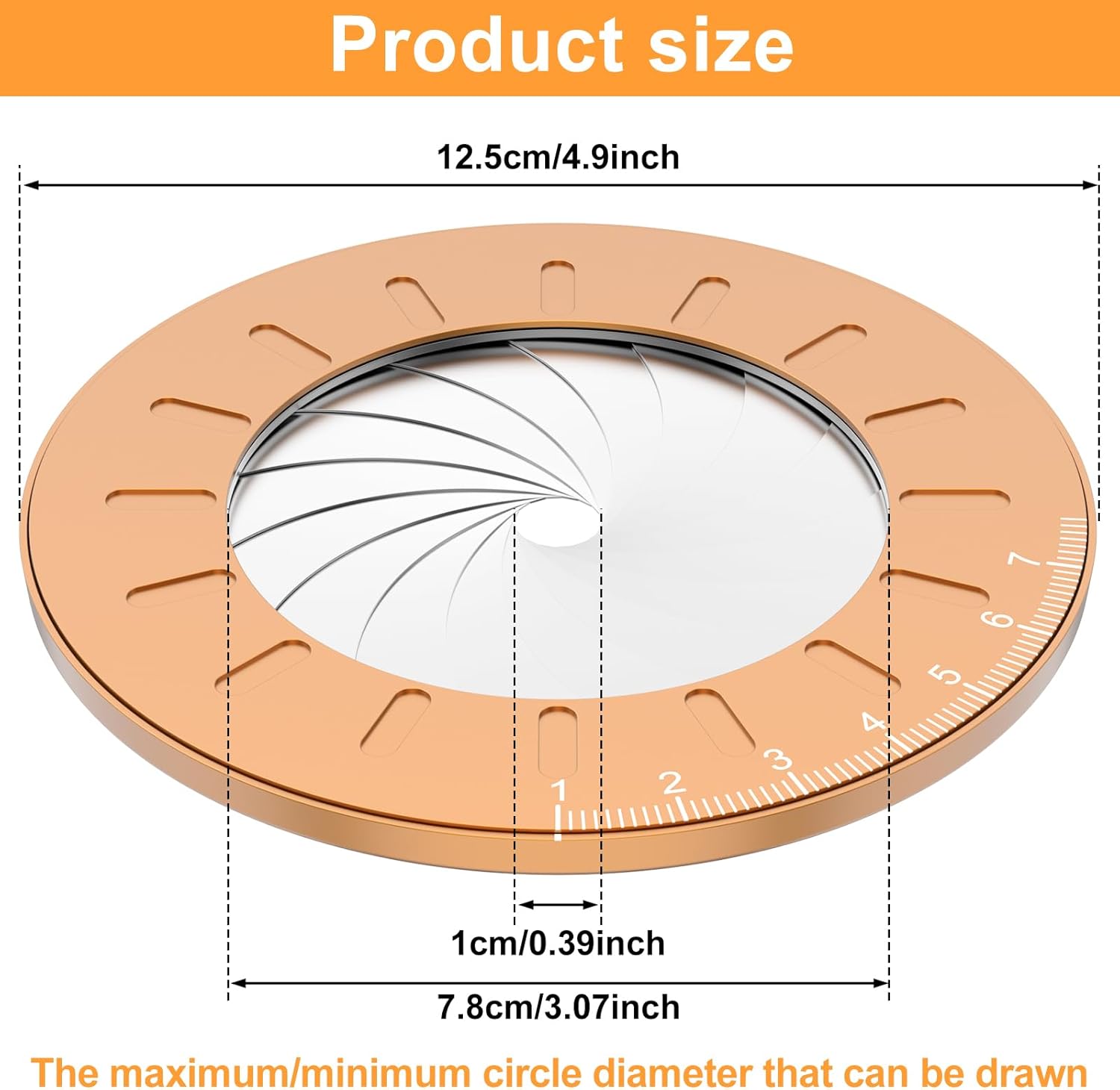 Adjustable Circle Drawing Maker, Aluminum Alloy Round Template Ruler with Measurement Function, Rotatable Plotting Tool for Woodworking Drafting and Geometry Compass(1PC)