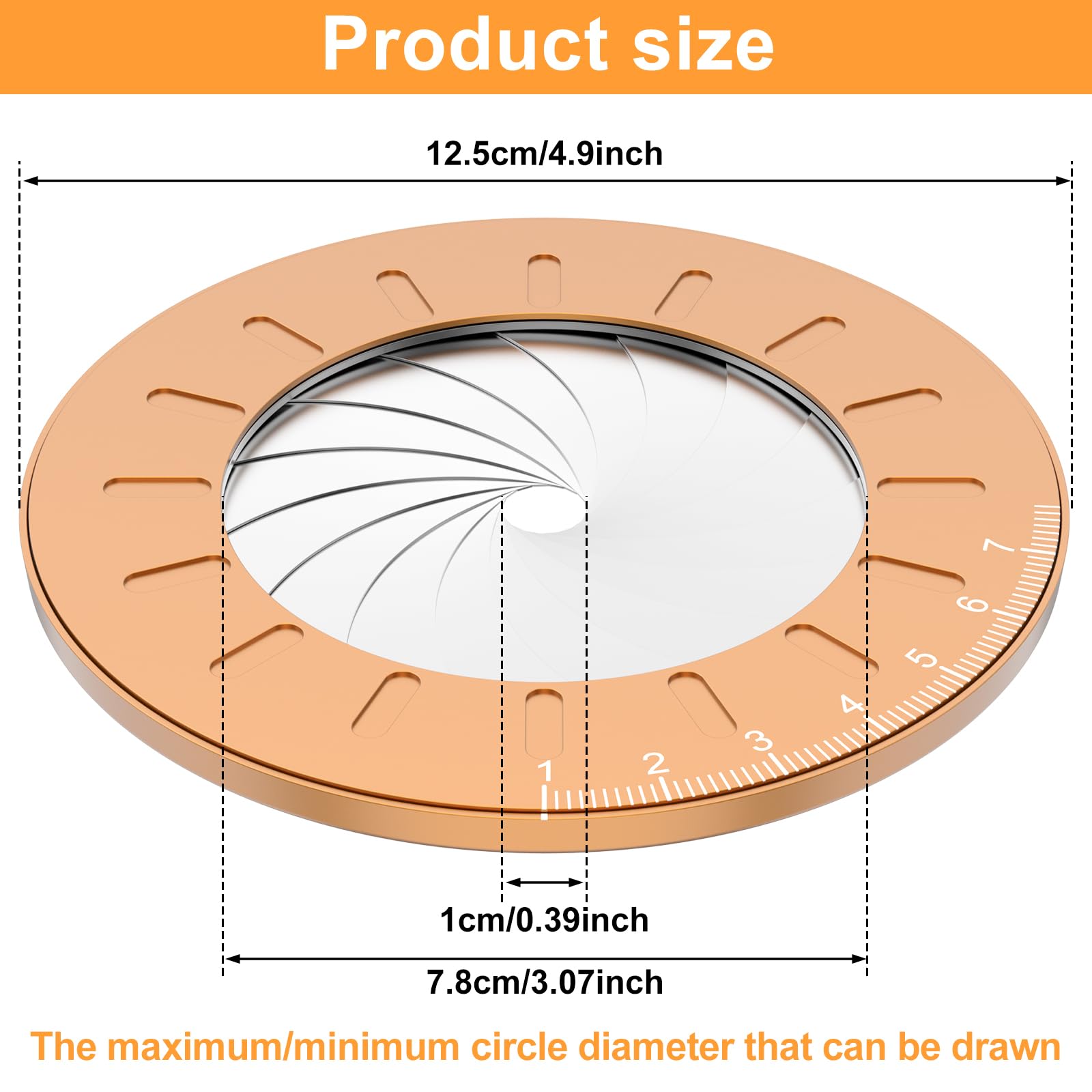 Circle Drawing Maker, Adjustable Circle Drawing Tool, Aluminum Alloy Round Circle Template, Plotter Rotatable Plotting Tools for Carving Woodworking, Drawing Circular Measurement - Image 3