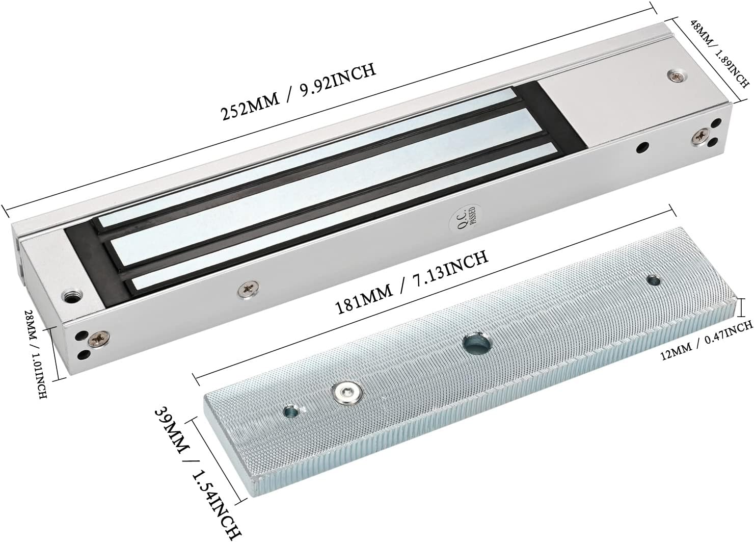 Mag Lock 280KG / 600 LBS of Magnetic Holdings Force Electromagnetic Commercial Lock 12V, LED Indicator When Closed NO/NC Options,for Access Control System