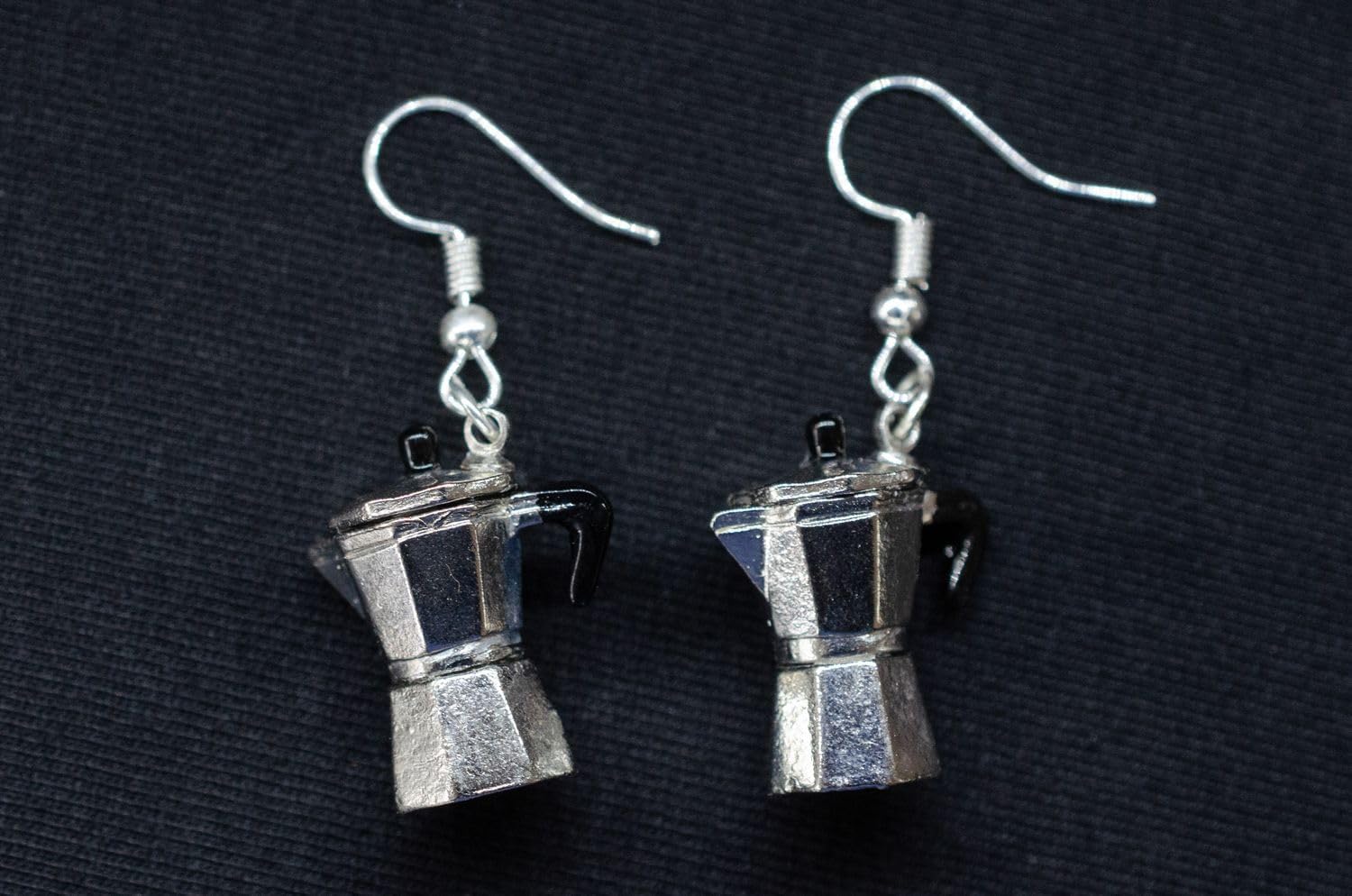 Moka Pot Earrings Coffee Percolator Pot Italy Miniblings Cafe Mocha Silver Espresso