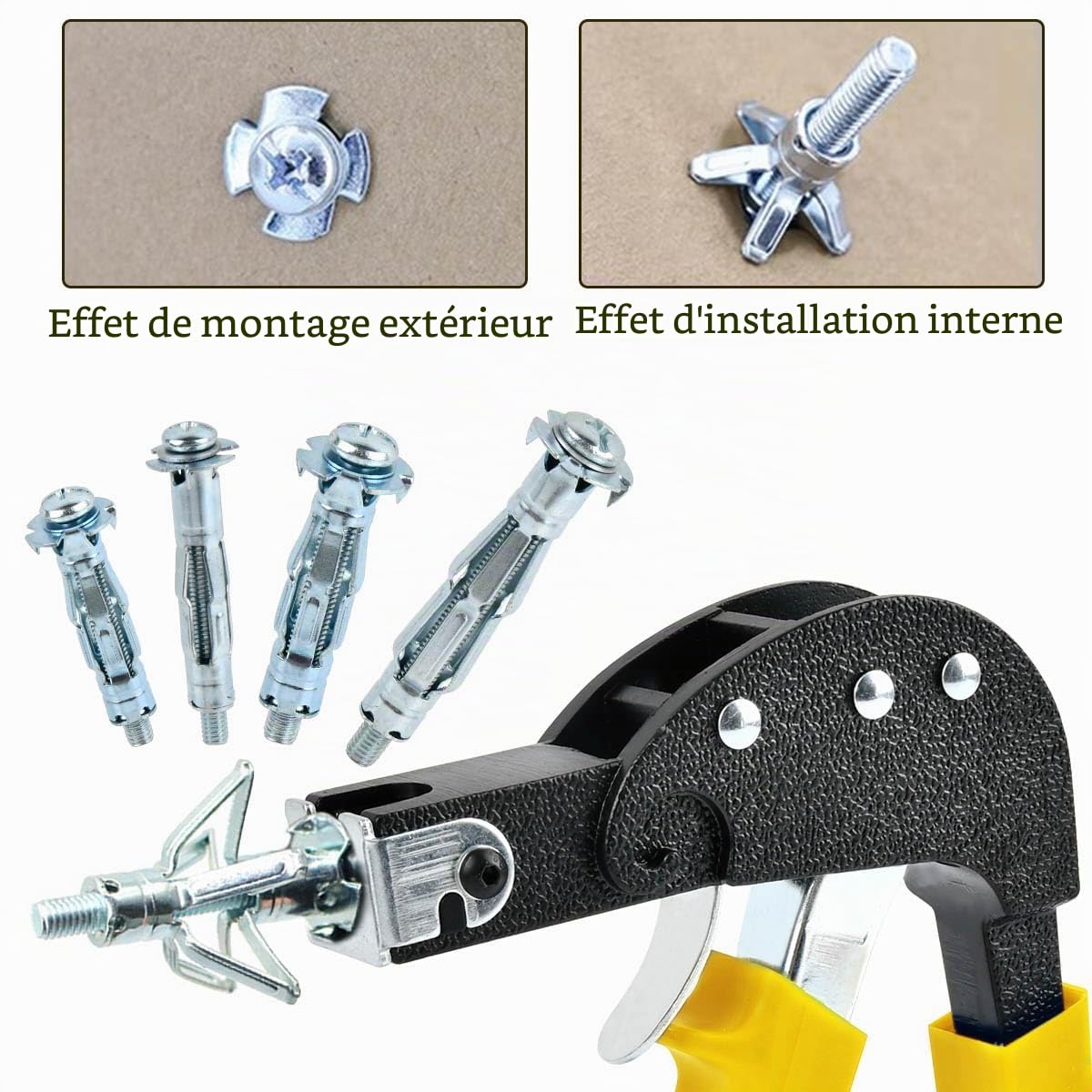 Lot de 72 pinces de montage pour mur creux - Pince de montage - Chevilles murales creuses - Pince - Kit avec cavité M4/M5 - Chevilles métalliques avec vis - Jeu de chevilles creuses avec pince pour