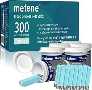 Metene TD-4116 Blood Glucose Test Strips 300 Count for Diabetes - Compatible Only with TD-4116 & S Monitors, 0.7µL Fast Accurate Testing