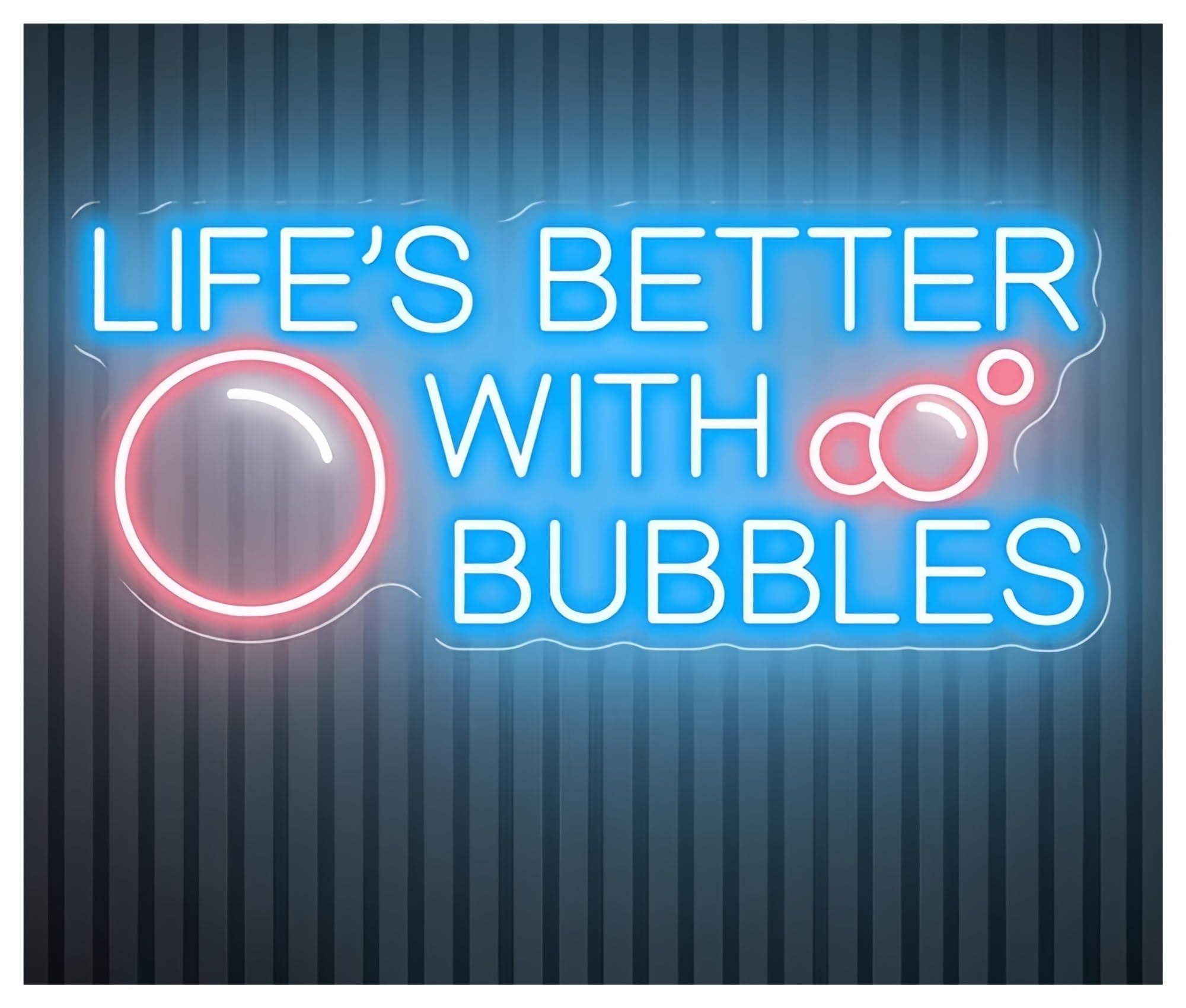 Shouxi C Sign Lamp Life Is Better With Bubbles Neon Sign Hampagne Wall Decor Bubbles Offee Afe Shop Decoration 60X27cm(C)