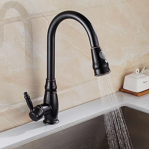 Miniatura 3 de SEIDO Grifo de cocina extraíble de arco alto de una sola manija, grifos de cocina de acero inoxidable con rociador extraíble, grifo de fregadero de