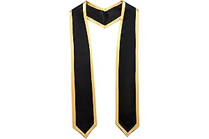 Unisex Adult Graduation Honor Stole Classic Black with Gold Trim