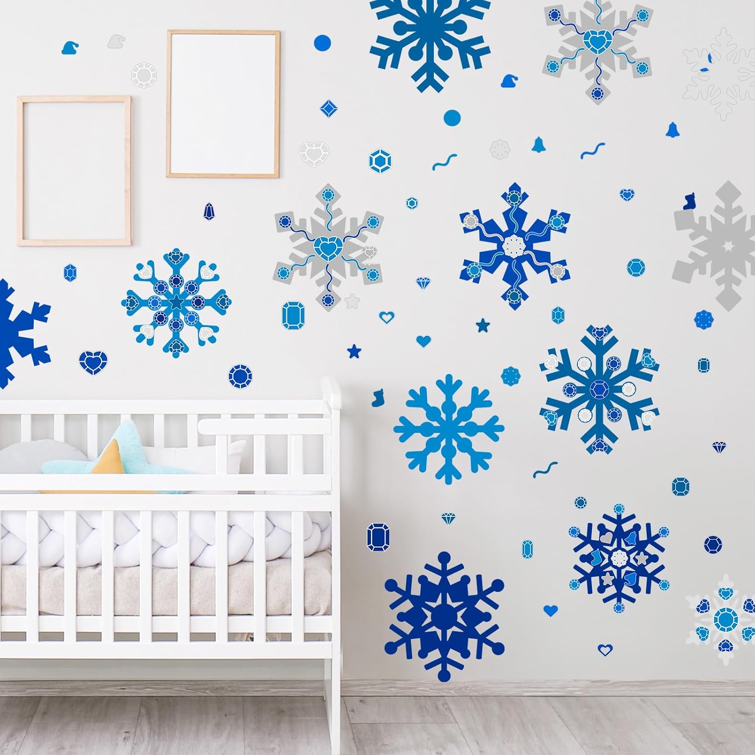 Zonon 24 Pieces Holiday Snowflake Craft Kit Winter DIY Hanging Craft Ornaments Snowflake Kit for Christmas Tree Home Activity Decorations(Blue, White)