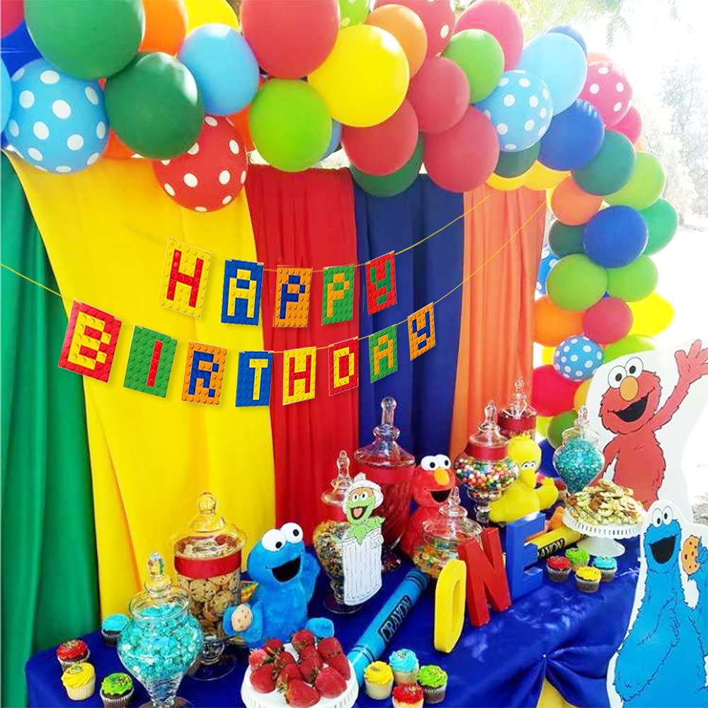 2 Personalisierte Geburtstags-Banner Mit Baustein-Motiv – 30x91 Cm, Papier, Für Kinderparty, Kindergarten-Deko