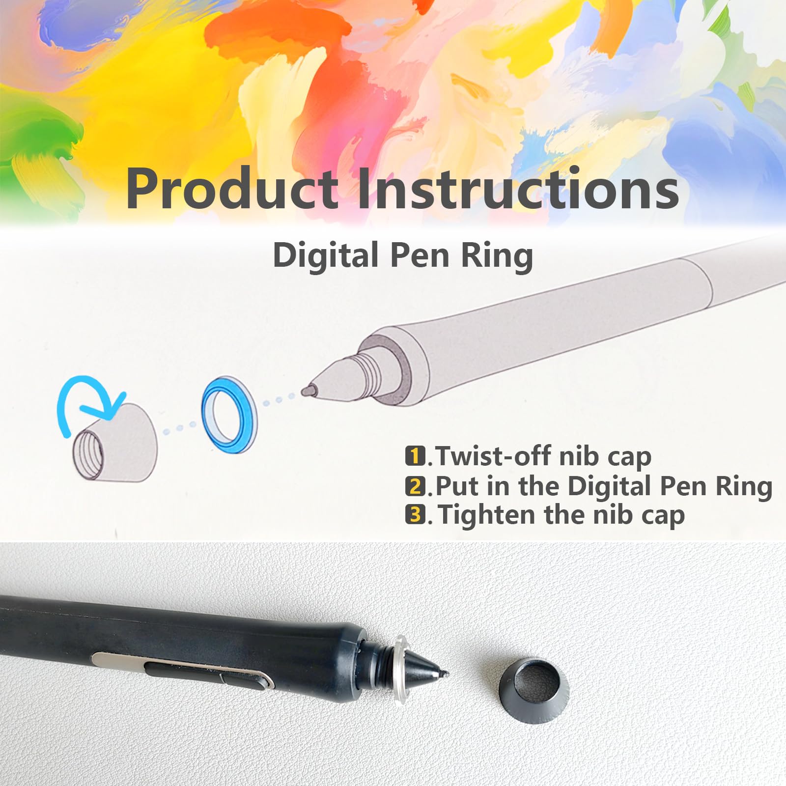 4 Pezzi Anello Penna per Penne tavoletta Grafica, Anello per Penna Digitale, Anello per Penna da Disegno Digitale per la Serie WAC KP-501e,503e,504e PTK440 PTK640 PTK840 Penne tavoletta Grafica