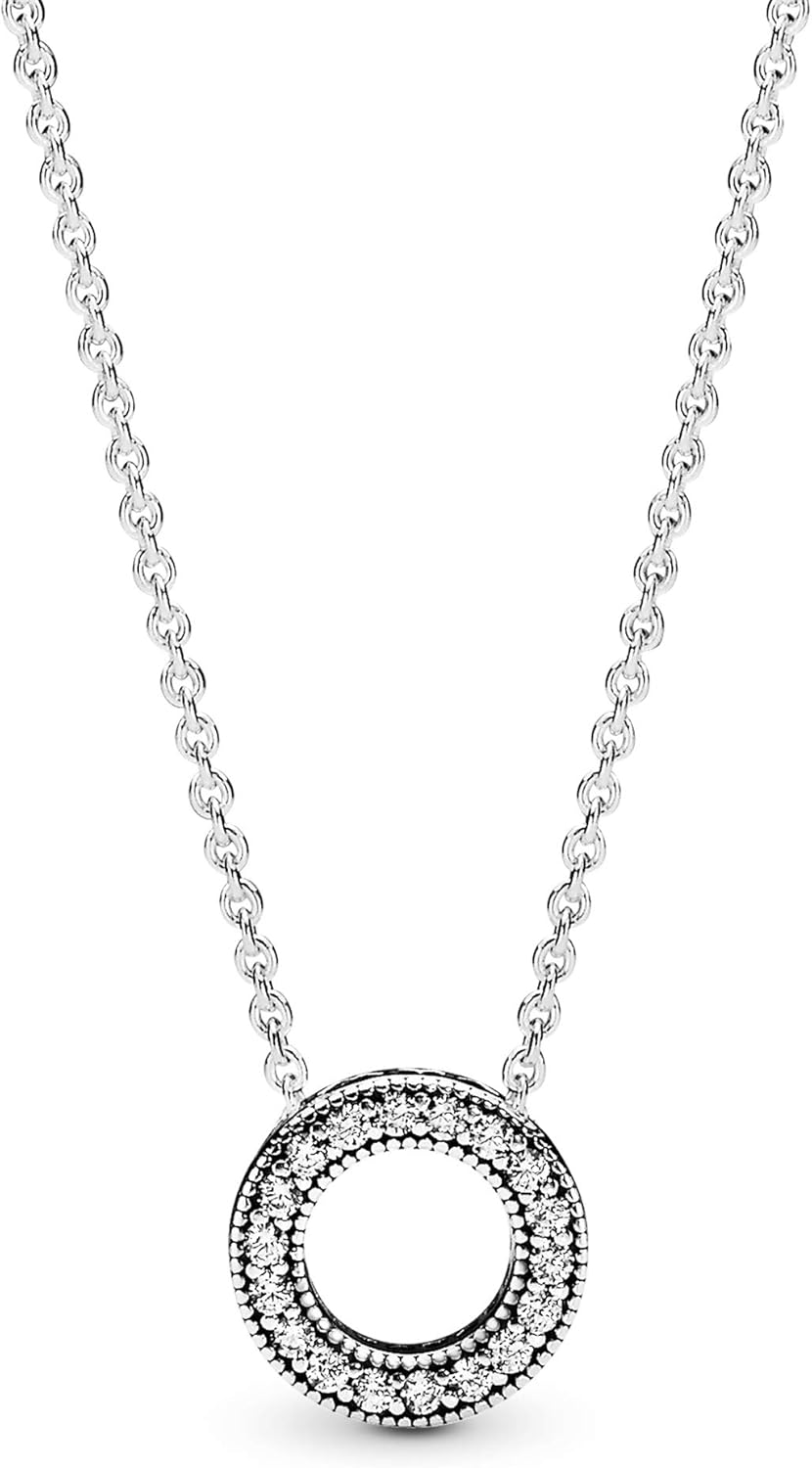 PANDORA Hearts of PANDORA - Gift for Her - Cubic Zirconia Necklace in Sterling Silver - With Gift Box - 17.7"