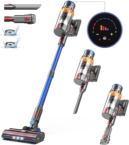 Cordless Vacuum Cleaner, 550W/45Kpa Stick Vacuum with Intelligent Display, 60Mins