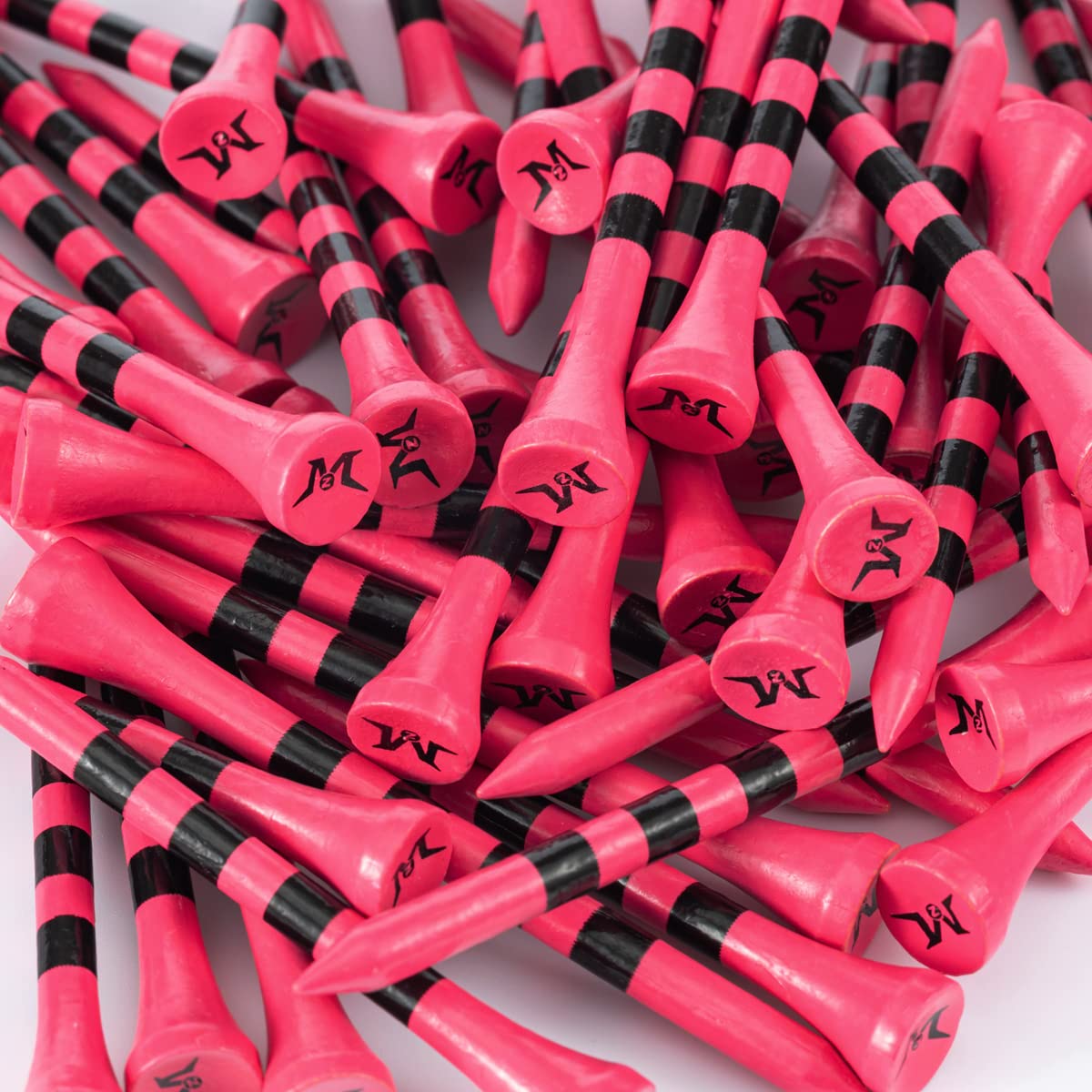 MAZEL Natural Wood/Bamboo Golf Tees 2 3/4 Inch & 3 1/4 Inch,Pack 50 or 120,Reduce Friction & Side Spin Bulk Tees for Practice (50, Pink 50 Counts) — image 1