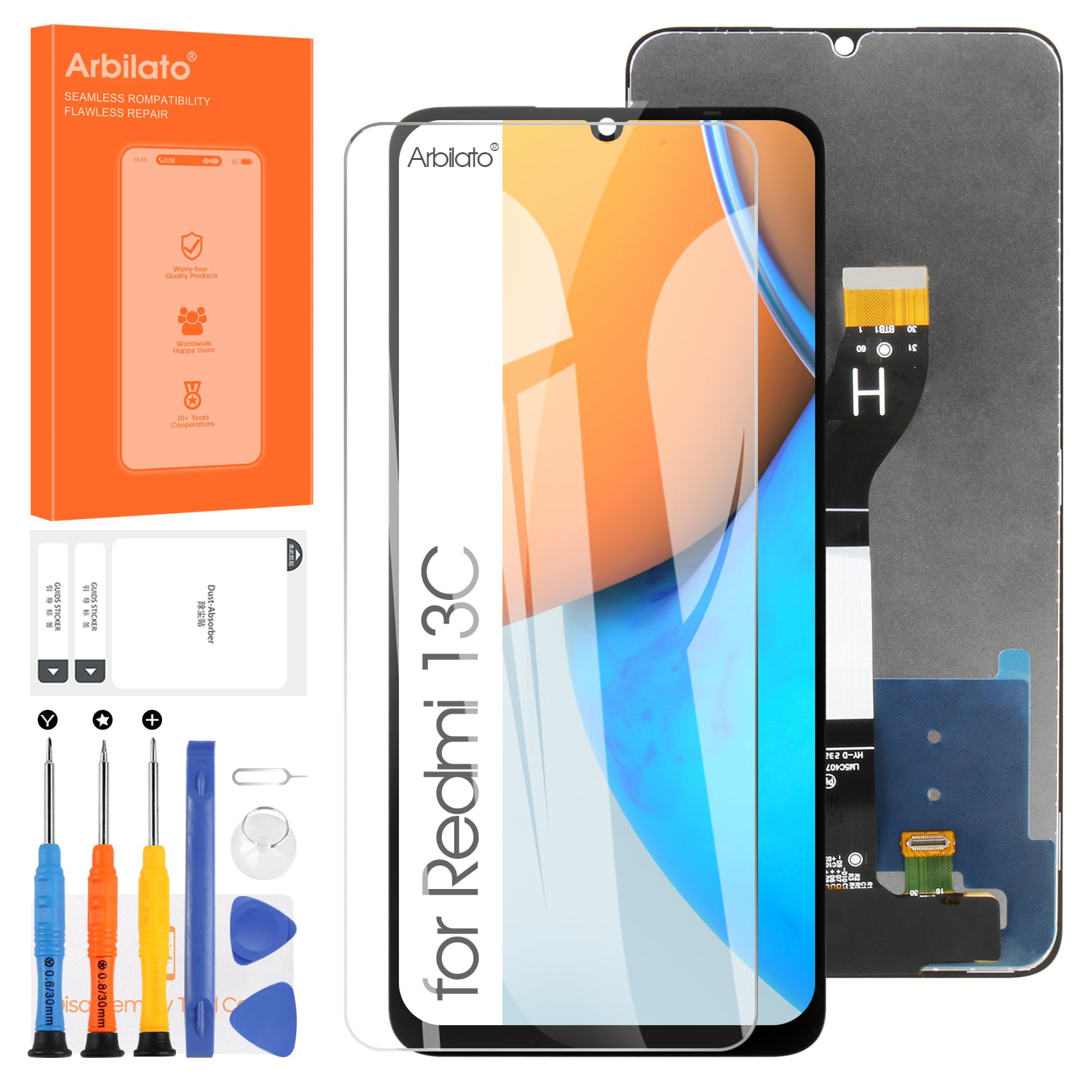 Schermo LCD per Xiaomi Redmi 13C, LCD Display Touch Screen Digitazer 23100RN82L,23106RN0DA,23108RN04Y Assembly Sostituzione con Kit di Riparazione
