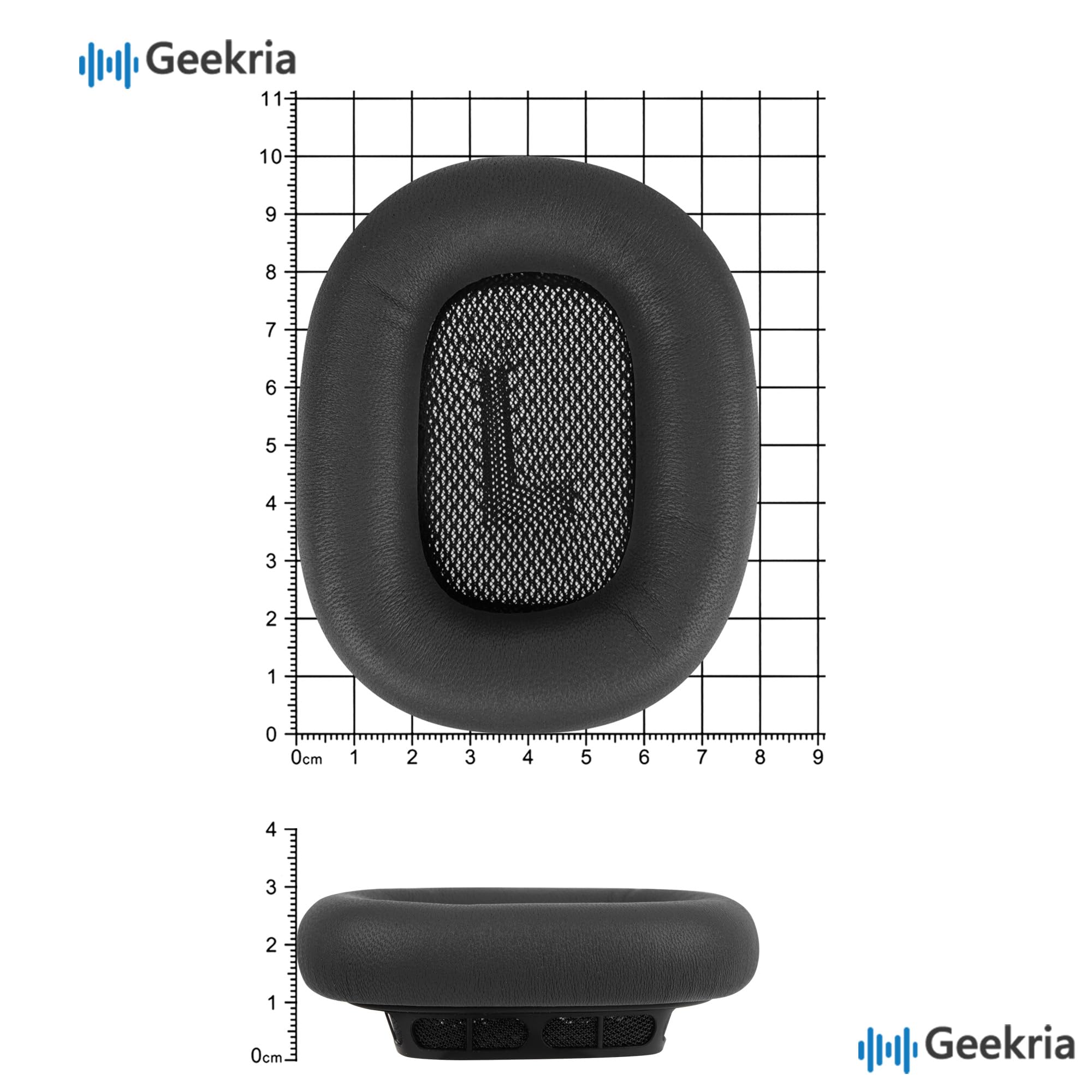 Geekria Elite Ersatz-Ohrpolster aus Schafsleder für Apple AirPods MAX (A2096)/MAX2 (A3184) Kopfhörer, Reparaturteile (Schwarz)
