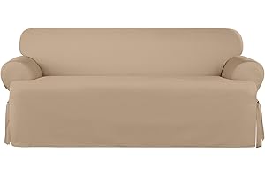 Sure Fit Heavyweight Cotton T-Cushion Sofa Slipcover