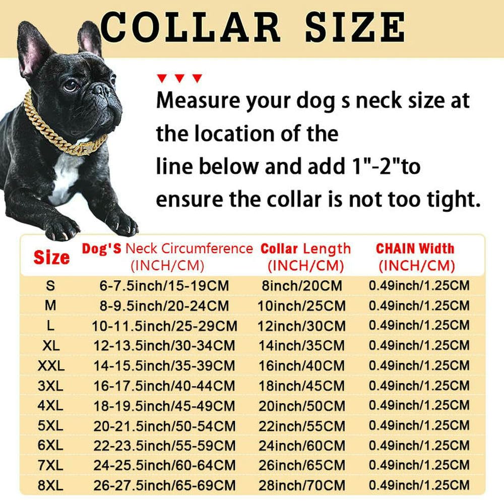 1 Pezzo Collare Cubano con Diamanti, Collare per Cani con Catena in Metallo e Fibbia di Sicurezza di Design per Cani di Piccola e Media Taglia