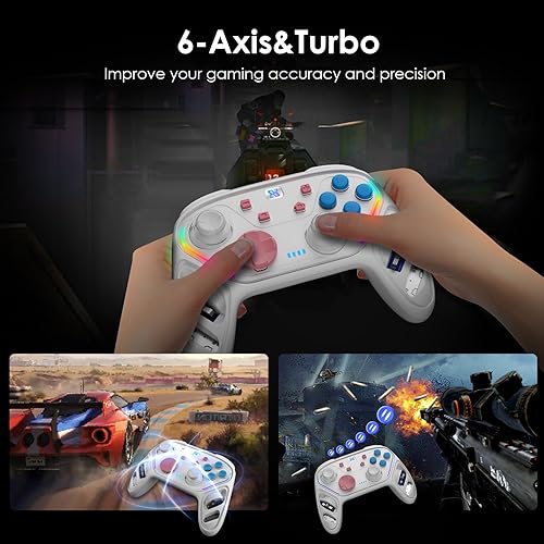Miniatura 7 de BINBOK GEMINI Switch Controller, Wireless Switch Pro Controller for SwitchSwitch LiteSwitch OLED, Hall Effect Joystick Wireless RGB Remote Gamepad