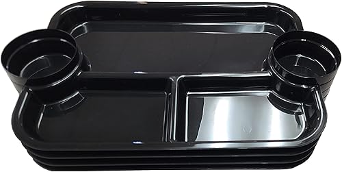 Bandeja para servir alimentos - Diseño innovador - Fabricado en Estados Unidos (paquete de 4, negro)