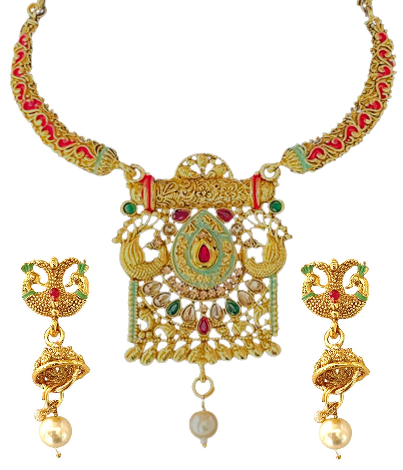 See full amazon price history chart for Sattyaki Antique Gold-Plated Traditional South Indian Ruby Imitation Stone Hasli Temple Jewellery Necklace with Jumki Earrings for Women & Girls. Sattyaki Antique Gold-Plated Traditional South Indian Ruby Imitation Stone Hasli Temple Jewellery Necklace with Jumki Earrings for Women & Girls. (B0C55KQZXT) Amazon Price History, Amazon Price Tracker
