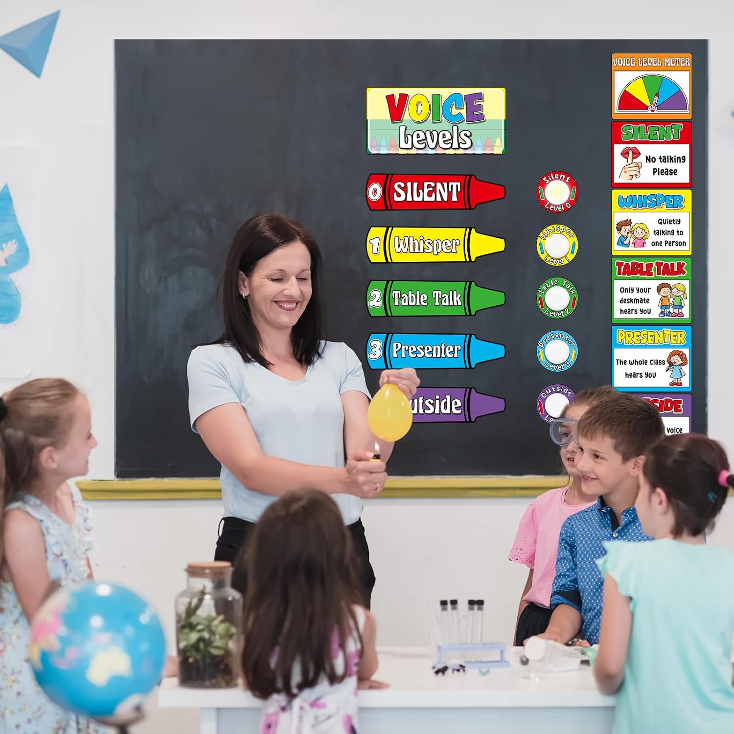 ForraFun 22 Pcs School Push Light and Voice Level Chart, Colorful Crayon image 4