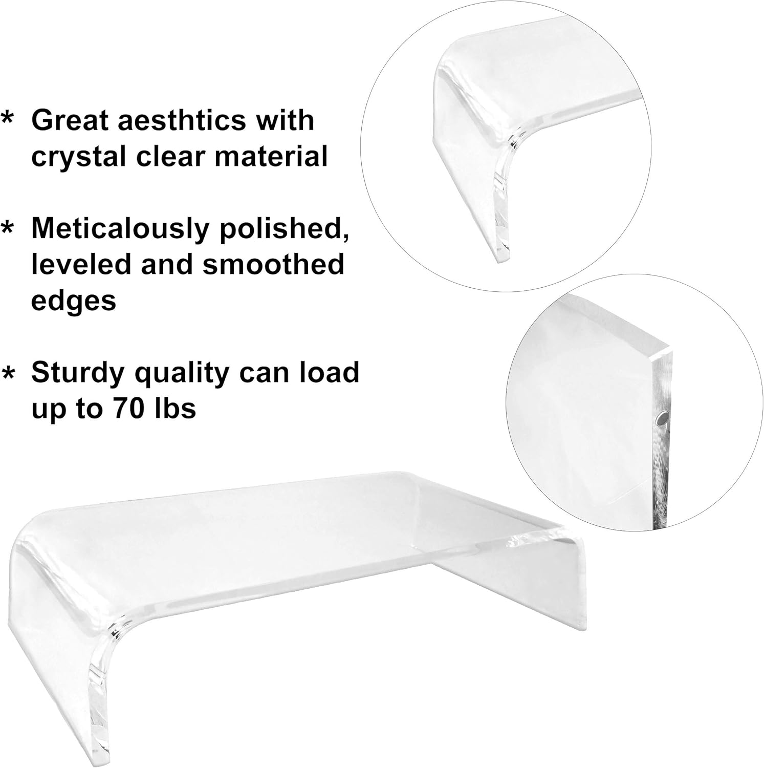 Limited Discount AMT Acrylic Monitor Stand Clear Monitor Stand Clear Monitor Riser Laptop/PC/Multimedia Monitor Stand for Home Office (Large) Creative Product AMT Acrylic Monitor Stand Clear Monitor Stand Clear Monitor Riser Laptop/PC/Multimedia Monitor Stand for Home Office (Large)