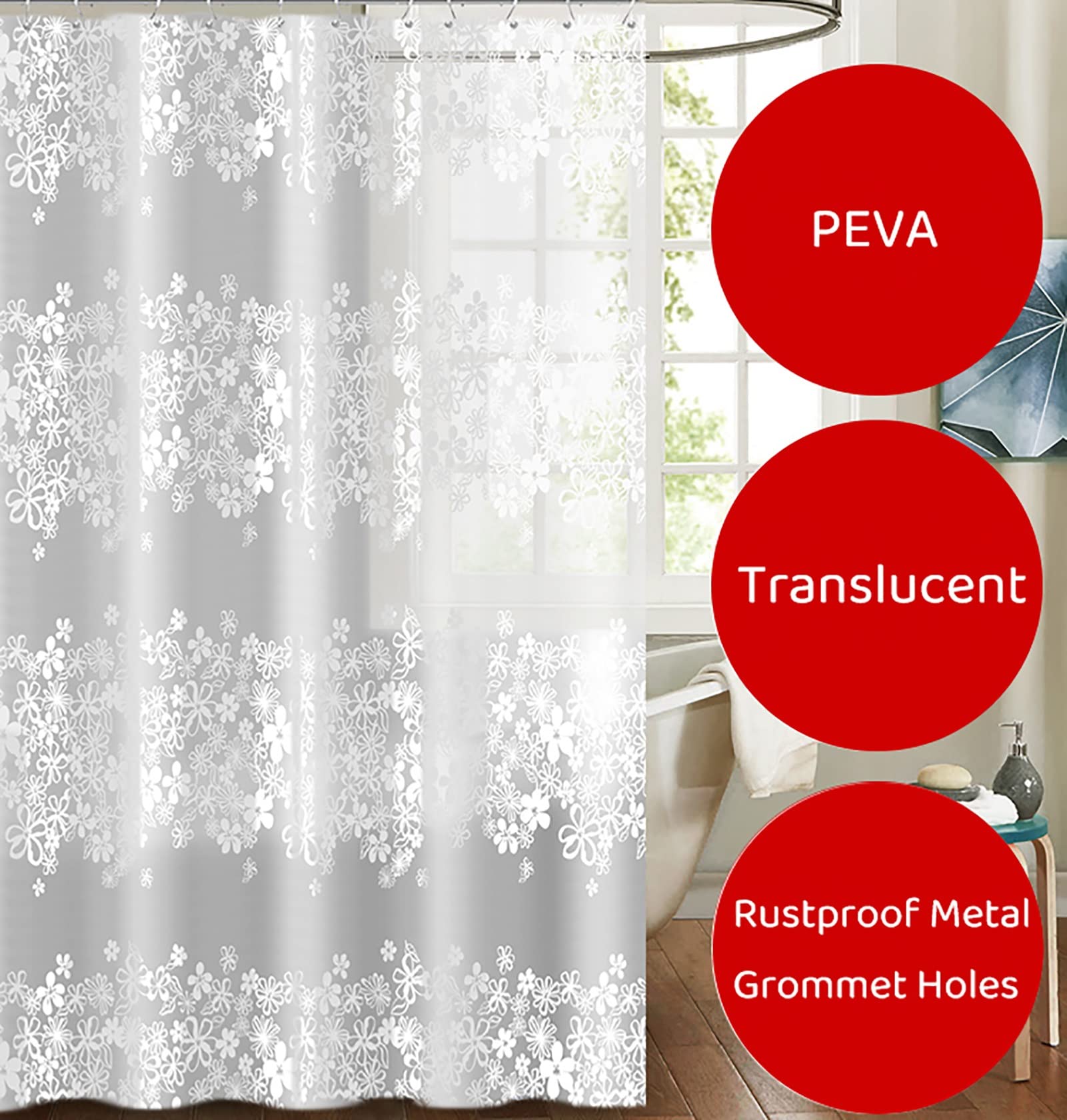 Tenda da doccia – Tessuto impermeabile da 72 x 72 pollici
