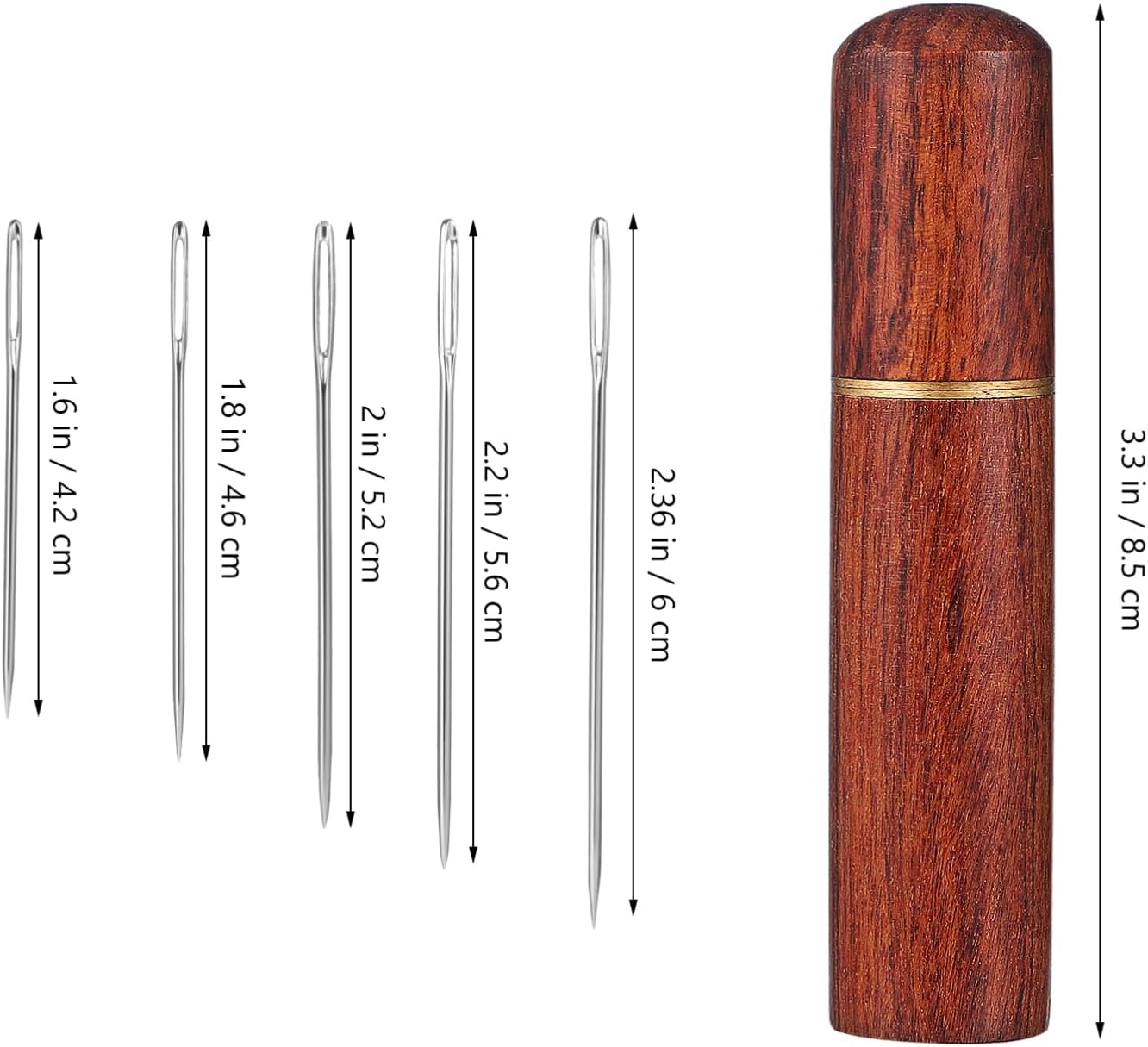 SEWACC 1set Stainless Steel Sewing Needles with Wooden Storage Case for Hand Sewing Embroidery and Knitting for Crafting Projects and Home Use