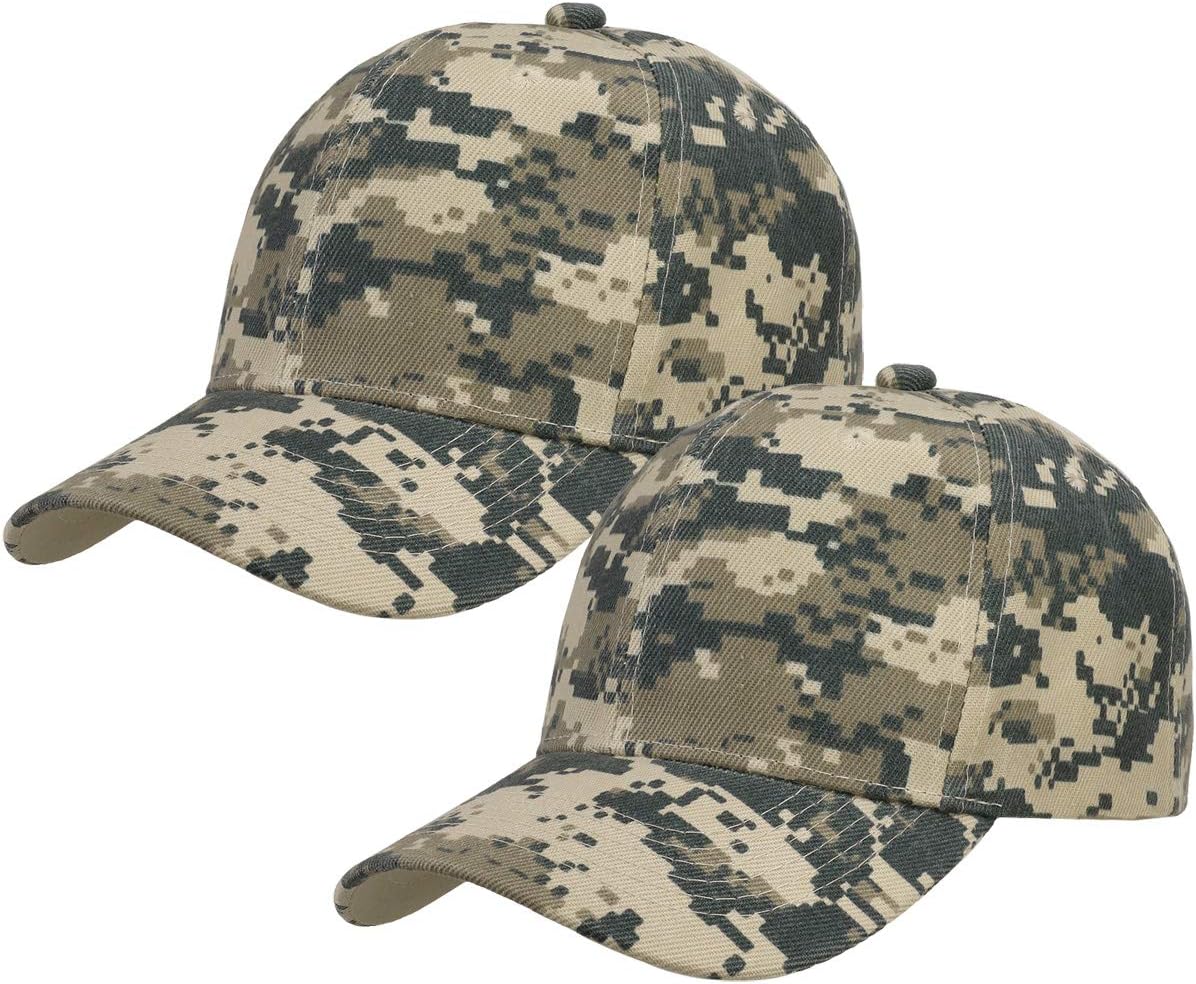 Baseball Dad Cap Adjustable Size for Running Workouts and Outdoor Activities, 2pcs Digital Camo & Digital Camo, One size