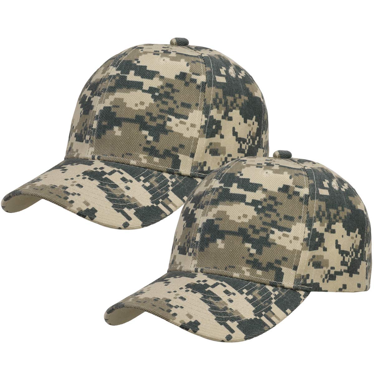 Baseball Dad Cap Adjustable Size for Running Workouts and Outdoor Activities, 2pcs Digital Camo & Digital Camo, One size