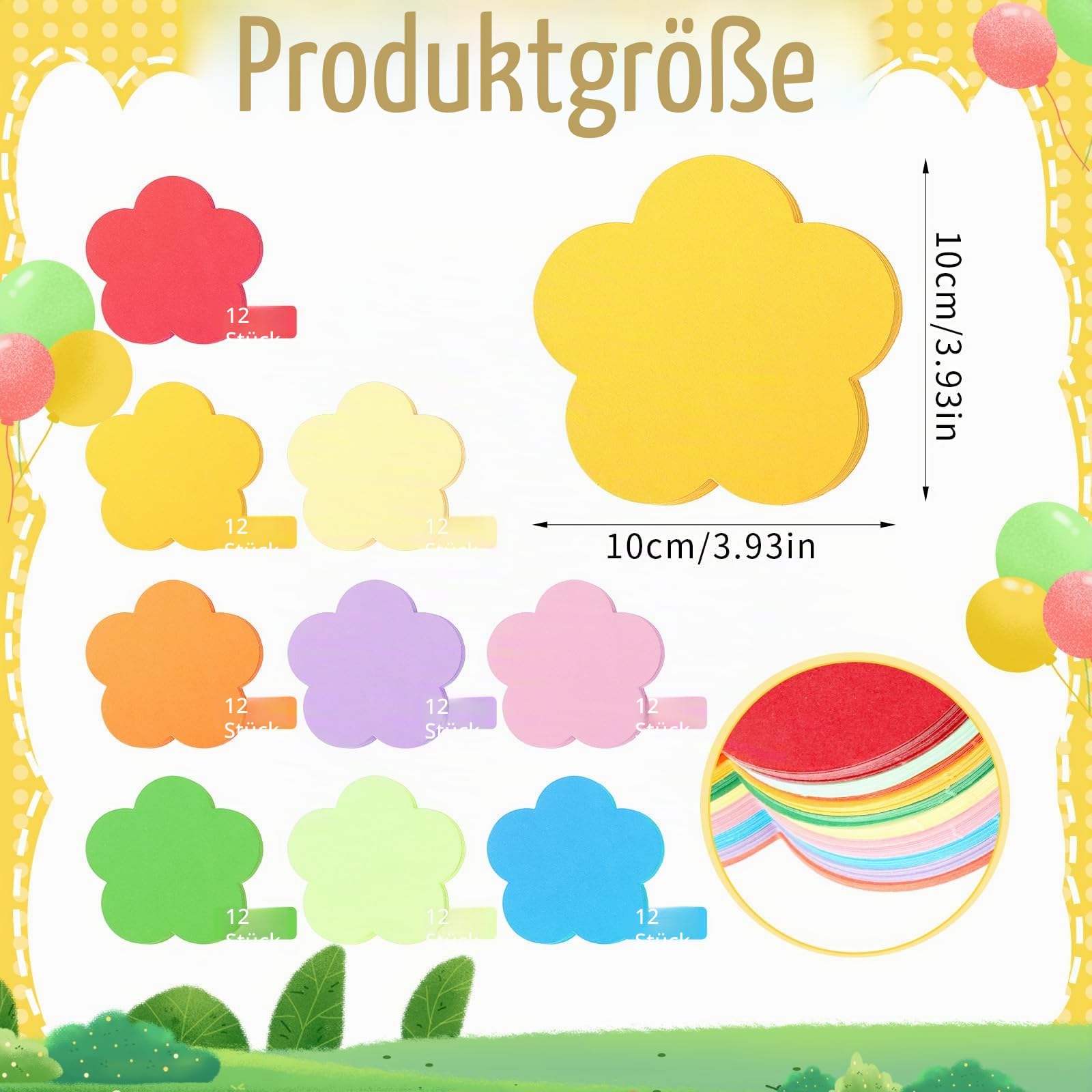 108 Stück Blumen Handgeschnittenes 4 Zoll Blumenmodellierung Papierausschnitte Blumen Papier Buntes Papier Moderationskoffer Geeignet für Pinnwand Wanddekoration Büromaterial DIY Party Dekoration
