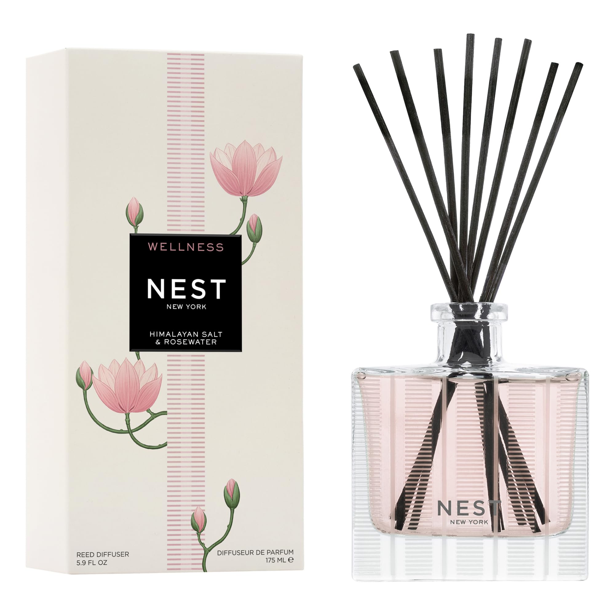 NEST Fragrances Himalayan Salt & Rosewater Reed Diffuser, 5 Fluid Ounces