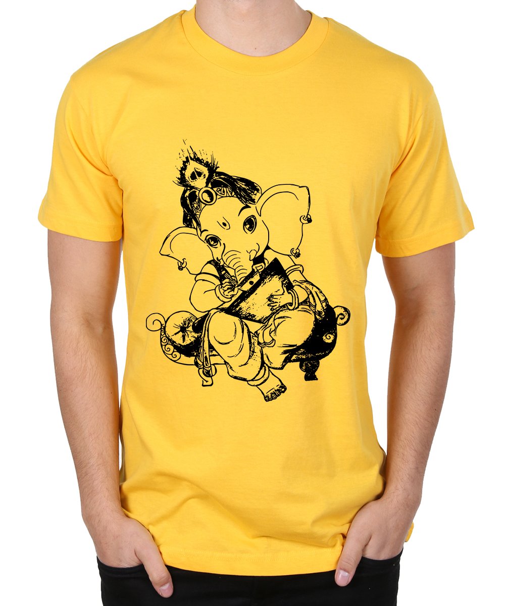 caseria Men's Cotton Printed T-Shirt -Kavita Writing Ganesh | 100% Cotton | Half Sleeves | Regular Fit | Printed | Round Neck | Graphic T Shirt-picture-18