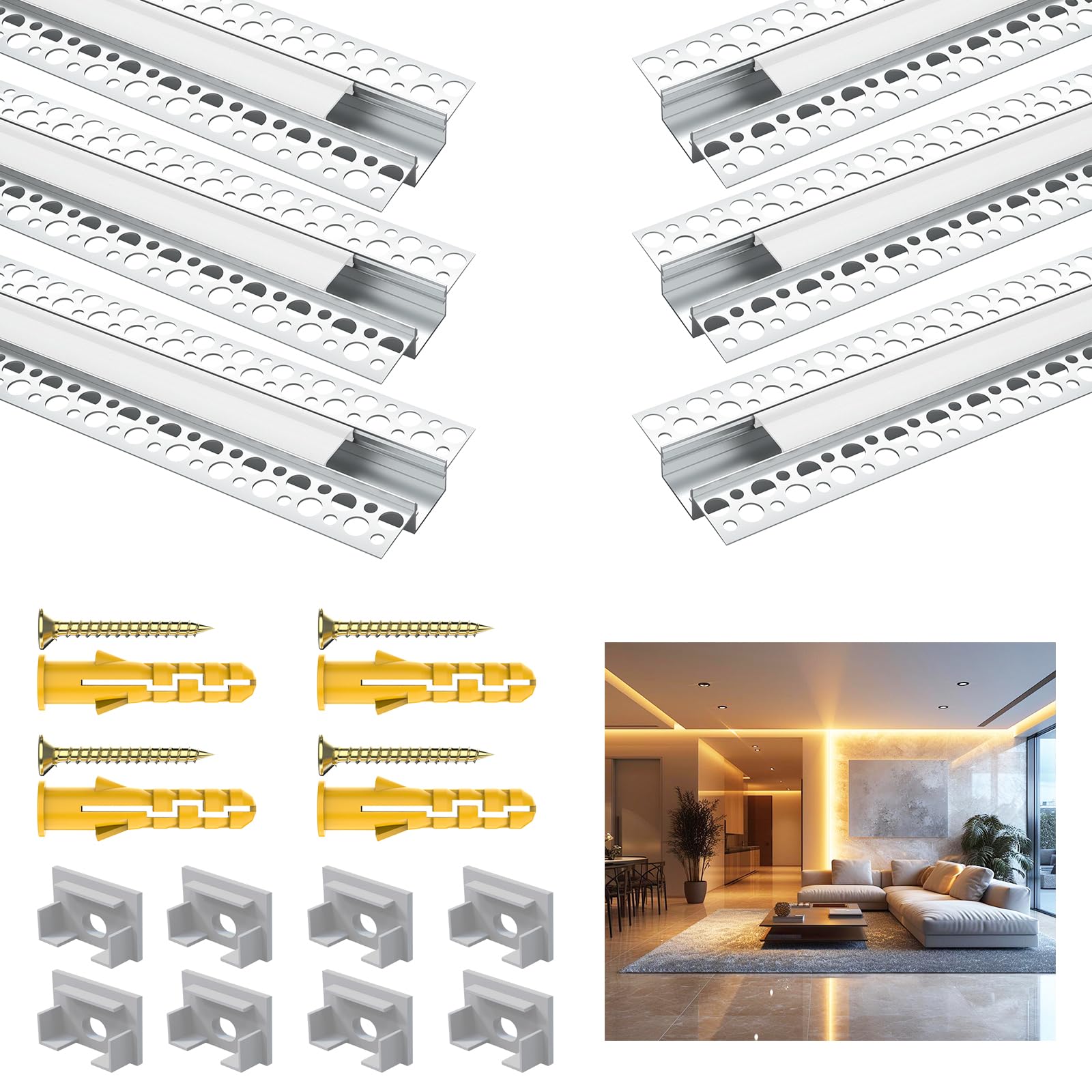 Angdarun LED professionale per strisce 18 mm, 6 confezioni 1 metro profilo LED, alluminio, per pareti soffitti, diffusore strisce Philips Hue