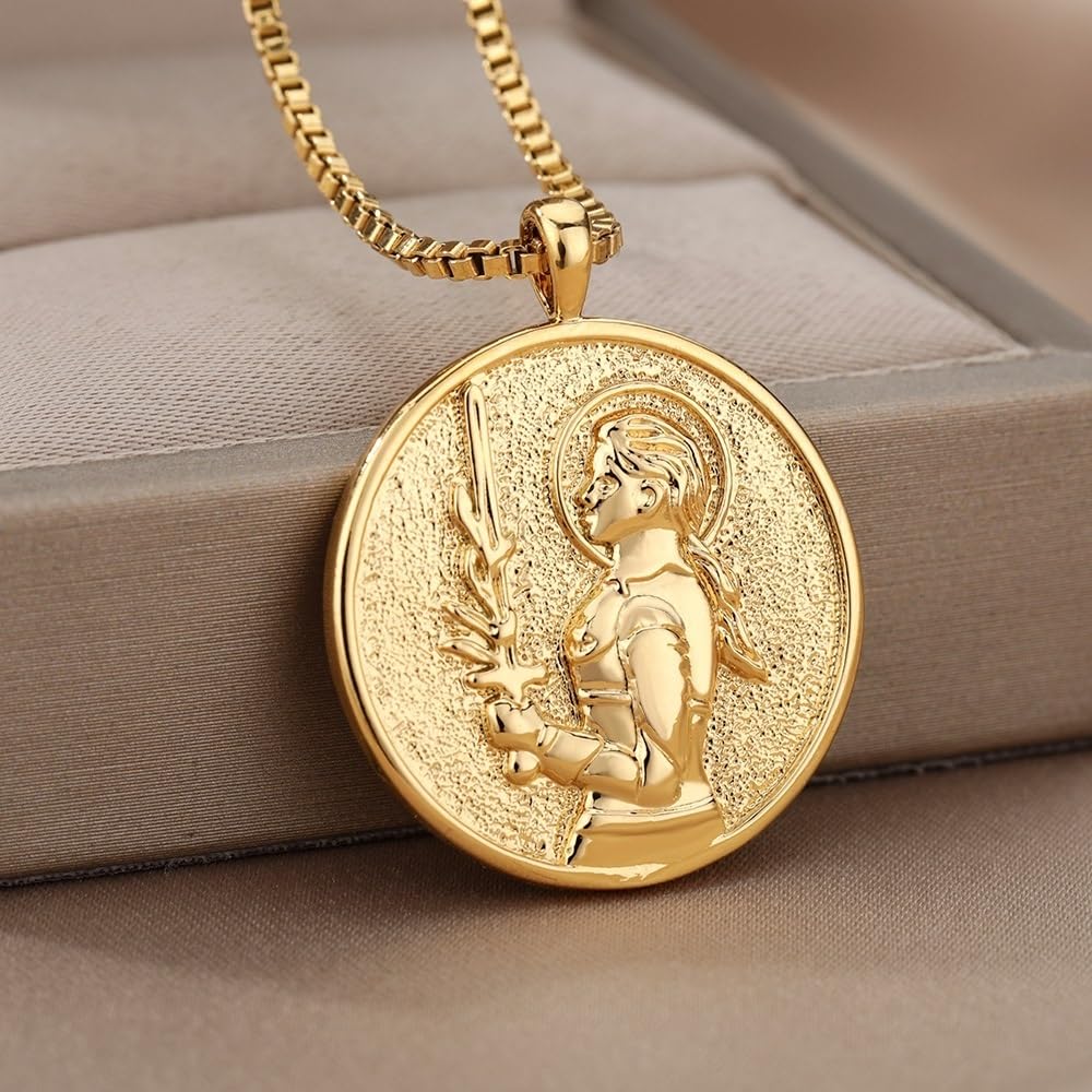 18 Karat Vergoldete Halskette Medaille Medaillon Königin Halskette