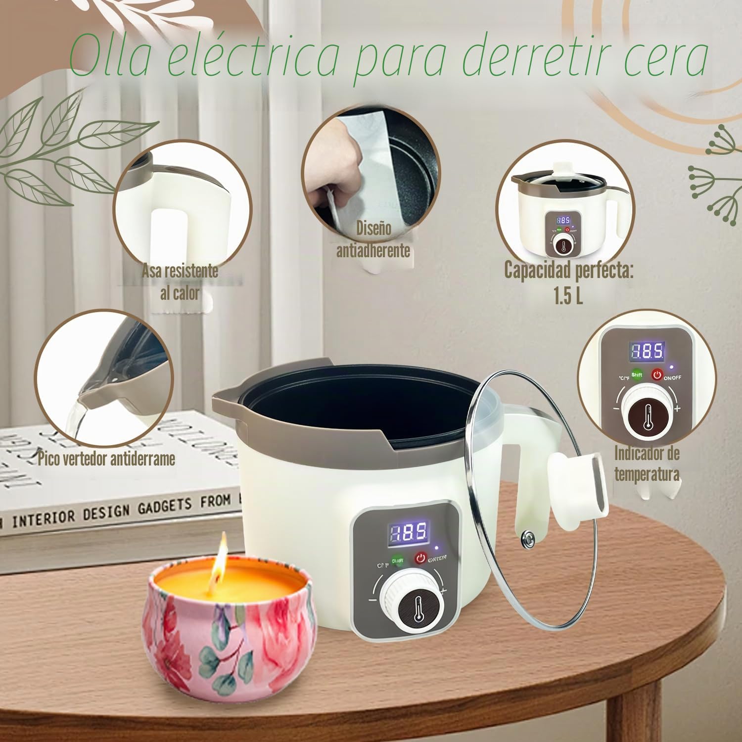 LINGQIAN Kit para hacer velas DIY, crisol eléctrico con pico, 8 latas para velas, 8 aceites aromáticos, kit de hacer velas profesional con bolsa de transporte