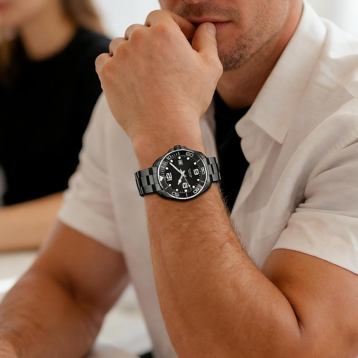 YISIWERA Stainless Steel Curved End Watch Band Replacement Double FlipLock Buckle Metal Watch Strap Bracelet for Men Women